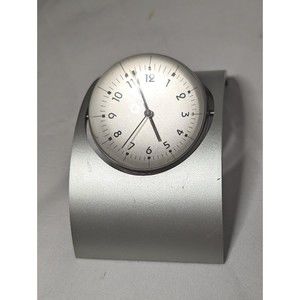 VINTAGE 1995 NICKEL MNS 2002 TABLE DESK GLASS BALL QUARTZ CLOCK SWIVEL 90s 2000s